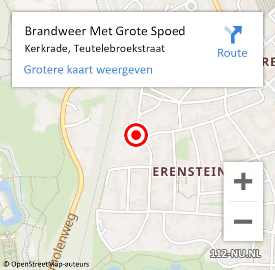 Locatie op kaart van de 112 melding: Brandweer Met Grote Spoed Naar Kerkrade, Teutelebroekstraat op 5 maart 2017 11:49