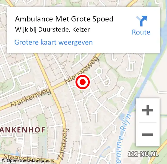 Locatie op kaart van de 112 melding: Ambulance Met Grote Spoed Naar Wijk bij Duurstede, Keizer op 5 maart 2017 11:52
