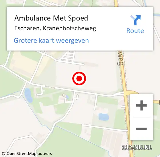 Locatie op kaart van de 112 melding: Ambulance Met Spoed Naar Escharen, Kranenhofscheweg op 5 maart 2017 12:57