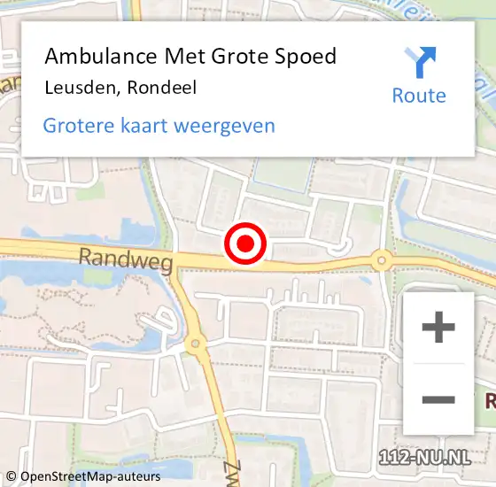 Locatie op kaart van de 112 melding: Ambulance Met Grote Spoed Naar Leusden, Rondeel op 5 maart 2017 13:10