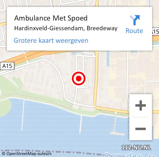 Locatie op kaart van de 112 melding: Ambulance Met Spoed Naar Hardinxveld-Giessendam, Breedeway op 5 maart 2017 13:21