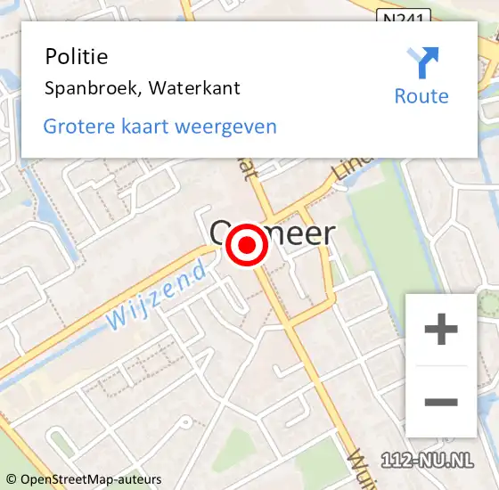 Locatie op kaart van de 112 melding: Politie Spanbroek, Waterkant op 5 maart 2017 13:25