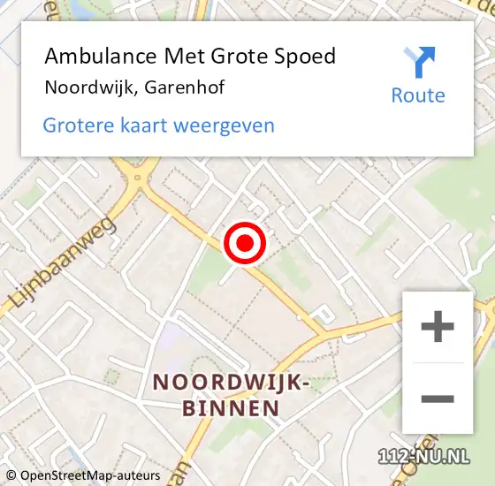 Locatie op kaart van de 112 melding: Ambulance Met Grote Spoed Naar Noordwijk, Garenhof op 5 maart 2017 13:27