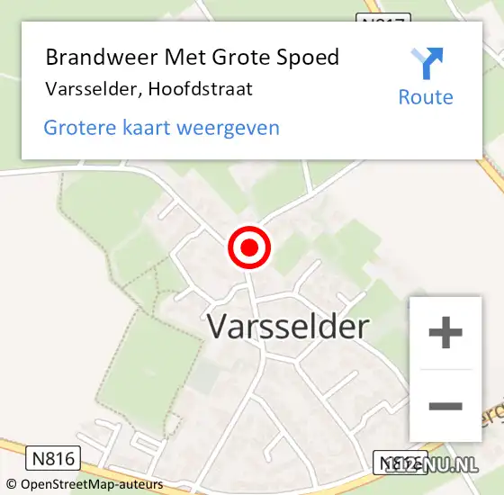 Locatie op kaart van de 112 melding: Brandweer Met Grote Spoed Naar Varsselder, Hoofdstraat op 5 maart 2017 16:30