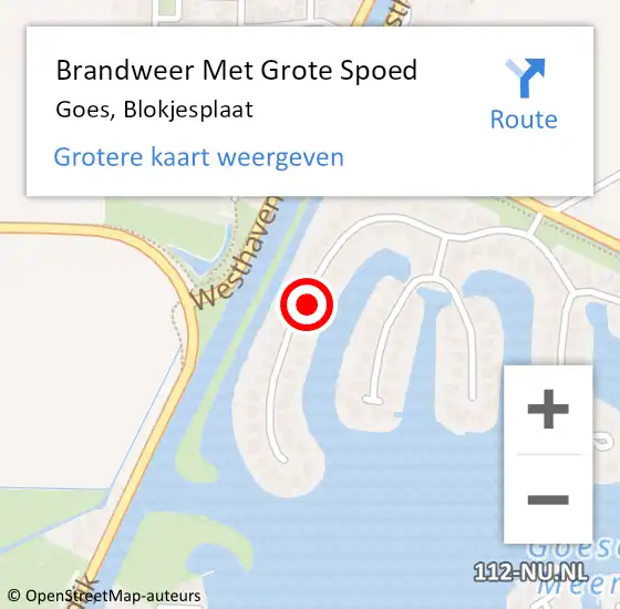 Locatie op kaart van de 112 melding: Brandweer Met Grote Spoed Naar Goes, Blokjesplaat op 5 maart 2017 17:47