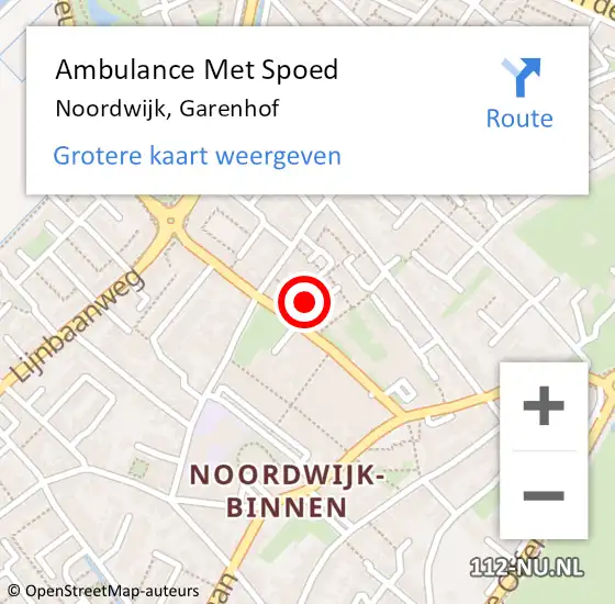 Locatie op kaart van de 112 melding: Ambulance Met Spoed Naar Noordwijk, Garenhof op 5 maart 2017 19:24