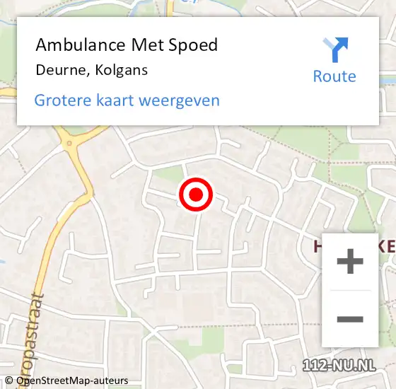 Locatie op kaart van de 112 melding: Ambulance Met Spoed Naar Deurne, Kolgans op 5 maart 2017 19:42
