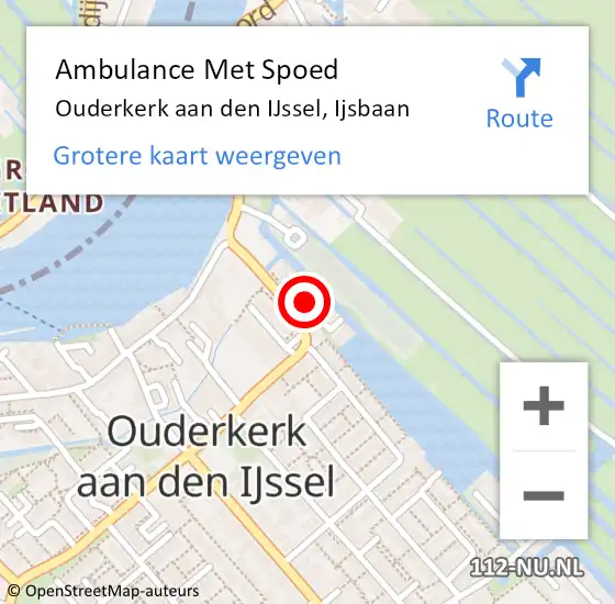 Locatie op kaart van de 112 melding: Ambulance Met Spoed Naar Ouderkerk aan den IJssel, Ijsbaan op 5 maart 2017 20:15