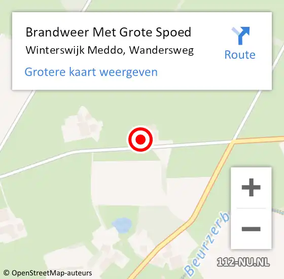 Locatie op kaart van de 112 melding: Brandweer Met Grote Spoed Naar Winterswijk Meddo, Wandersweg op 5 maart 2017 20:17