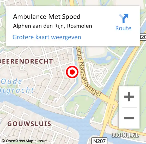 Locatie op kaart van de 112 melding: Ambulance Met Spoed Naar Alphen aan den Rijn, Rosmolen op 5 maart 2017 20:38