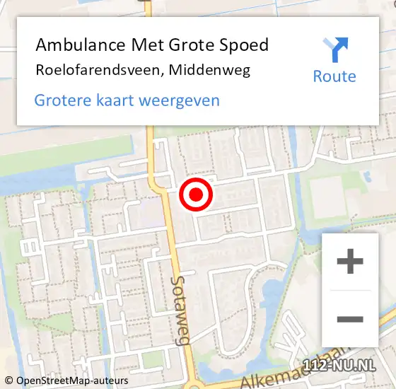 Locatie op kaart van de 112 melding: Ambulance Met Grote Spoed Naar Roelofarendsveen, Middenweg op 5 maart 2017 20:41