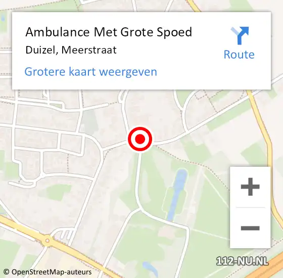 Locatie op kaart van de 112 melding: Ambulance Met Grote Spoed Naar Duizel, Meerstraat op 5 maart 2017 21:41