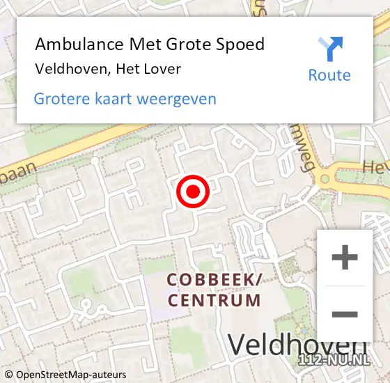 Locatie op kaart van de 112 melding: Ambulance Met Grote Spoed Naar Veldhoven, Het Lover op 5 maart 2017 22:05