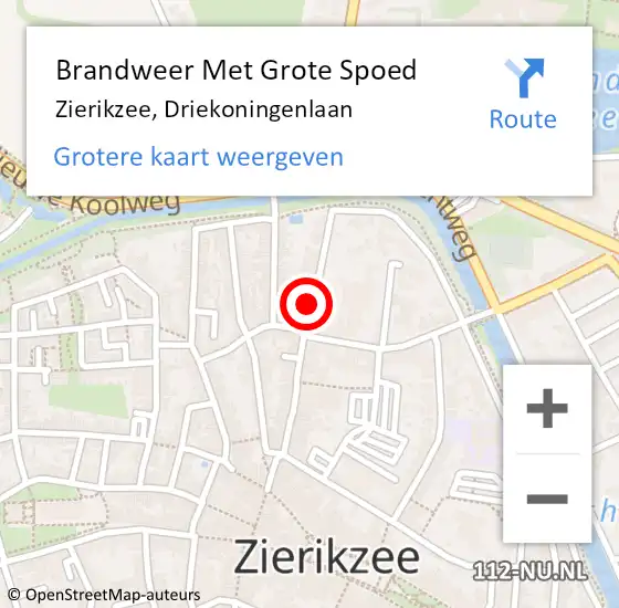 Locatie op kaart van de 112 melding: Brandweer Met Grote Spoed Naar Zierikzee, Driekoningenlaan op 5 maart 2017 22:45