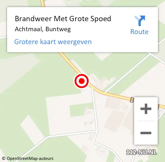 Locatie op kaart van de 112 melding: Brandweer Met Grote Spoed Naar Achtmaal, Buntweg op 5 maart 2017 22:59