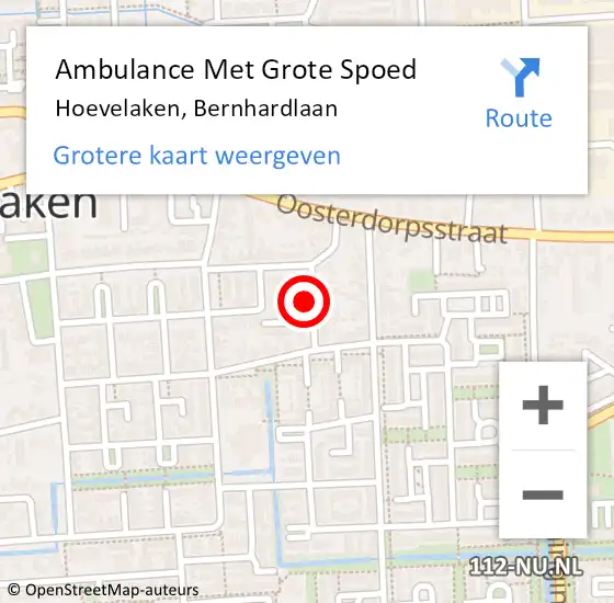 Locatie op kaart van de 112 melding: Ambulance Met Grote Spoed Naar Hoevelaken, Bernhardlaan op 5 maart 2017 23:28