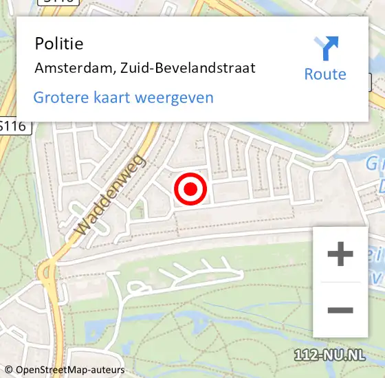 Locatie op kaart van de 112 melding: Politie Amsterdam, Zuid-Bevelandstraat op 5 maart 2017 23:31