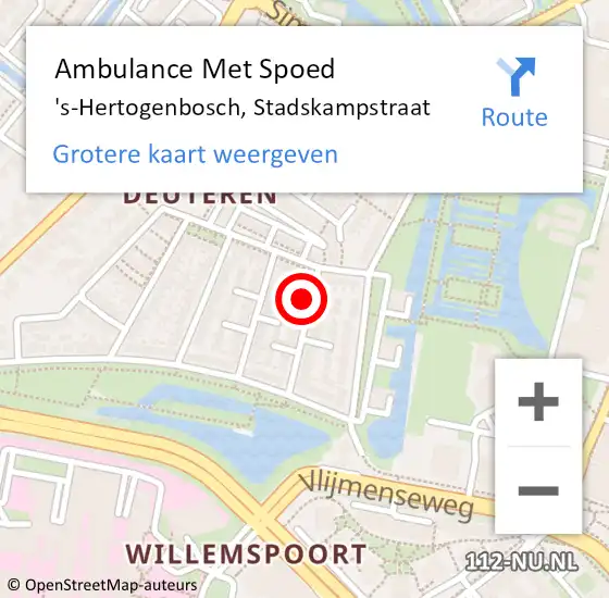 Locatie op kaart van de 112 melding: Ambulance Met Spoed Naar 's-Hertogenbosch, Stadskampstraat op 6 maart 2017 01:04