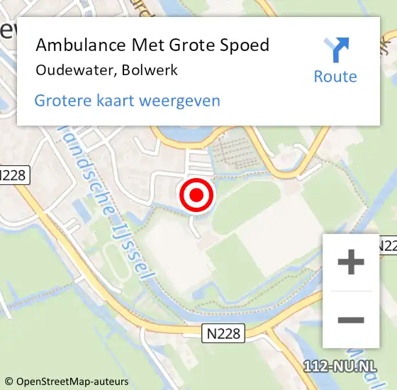 Locatie op kaart van de 112 melding: Ambulance Met Grote Spoed Naar Oudewater, Bolwerk op 6 maart 2017 02:37