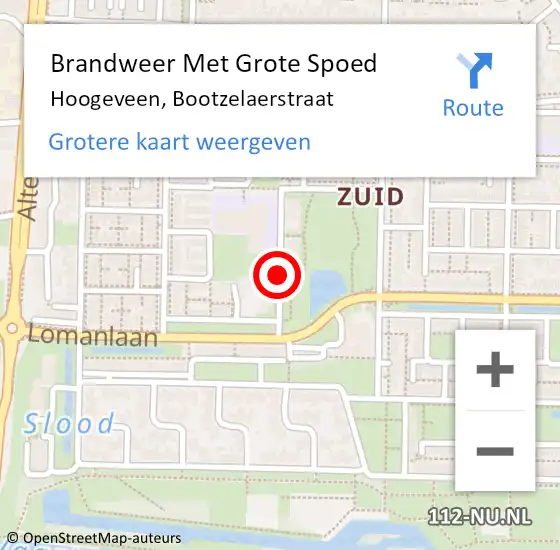 Locatie op kaart van de 112 melding: Brandweer Met Grote Spoed Naar Hoogeveen, Bootzelaerstraat op 6 maart 2017 03:06