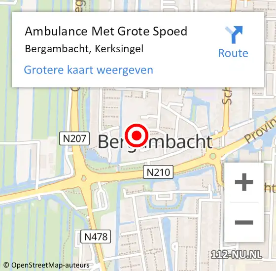 Locatie op kaart van de 112 melding: Ambulance Met Grote Spoed Naar Bergambacht, Kerksingel op 6 maart 2017 03:37