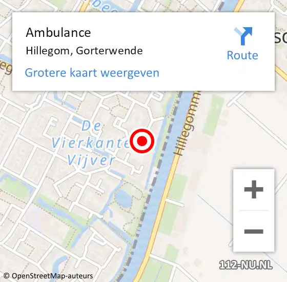 Locatie op kaart van de 112 melding: Ambulance Hillegom, Gorterwende op 6 maart 2017 10:57