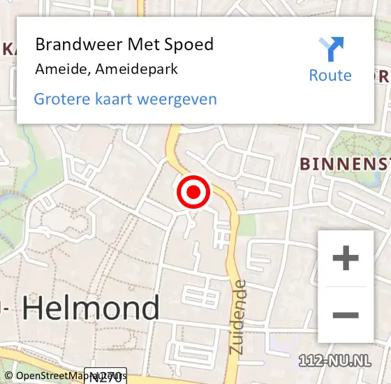 Locatie op kaart van de 112 melding: Brandweer Met Spoed Naar Ameide, Ameidepark op 6 maart 2017 11:14