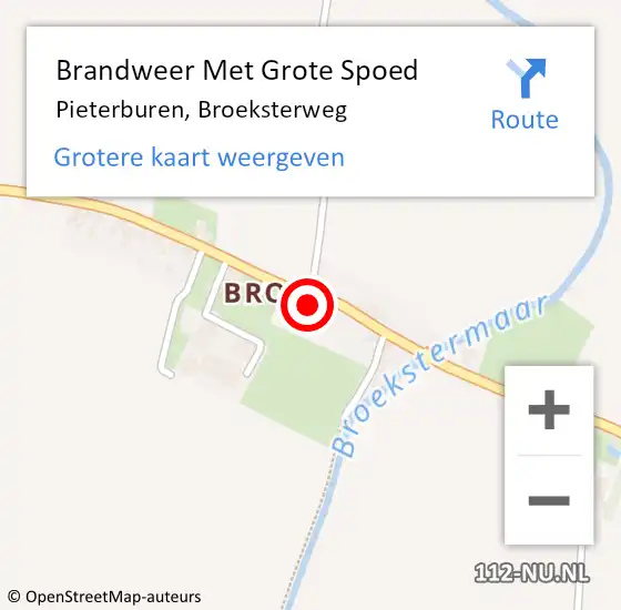 Locatie op kaart van de 112 melding: Brandweer Met Grote Spoed Naar Pieterburen, Broeksterweg op 6 maart 2017 11:23