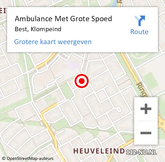 Locatie op kaart van de 112 melding: Ambulance Met Grote Spoed Naar Best, Klompeind op 6 maart 2017 11:27