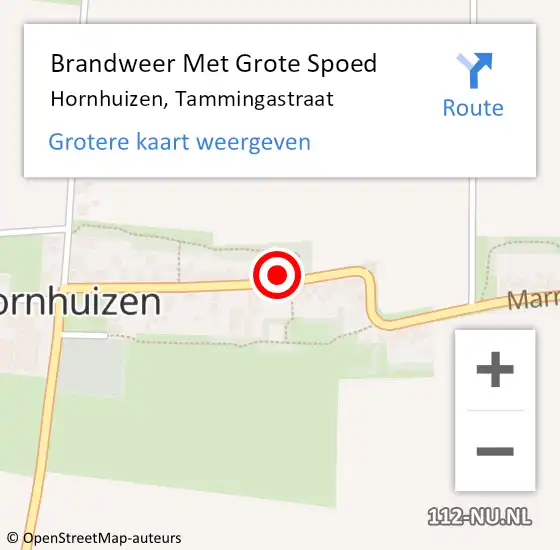 Locatie op kaart van de 112 melding: Brandweer Met Grote Spoed Naar Hornhuizen, Tammingastraat op 6 maart 2017 11:50