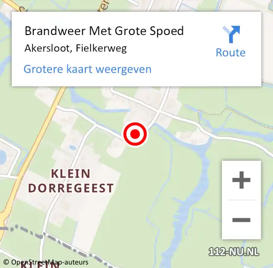 Locatie op kaart van de 112 melding: Brandweer Met Grote Spoed Naar Akersloot, Fielkerweg op 6 maart 2017 11:52