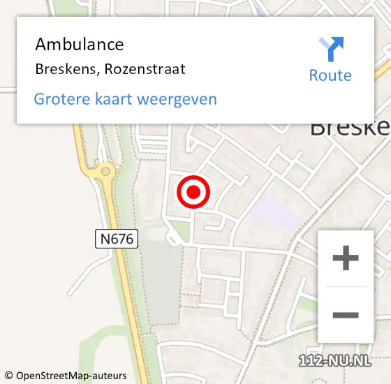 Locatie op kaart van de 112 melding: Ambulance Breskens, Rozenstraat op 6 maart 2017 12:33