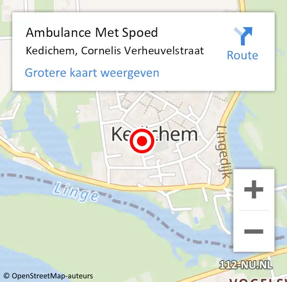 Locatie op kaart van de 112 melding: Ambulance Met Spoed Naar Kedichem, Cornelis Verheuvelstraat op 6 maart 2017 12:39