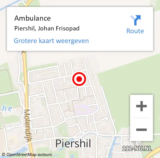 Locatie op kaart van de 112 melding: Ambulance Piershil, Johan Frisopad op 6 maart 2017 12:45