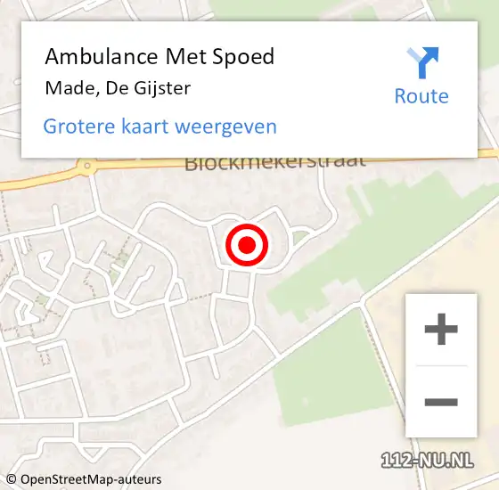 Locatie op kaart van de 112 melding: Ambulance Met Spoed Naar Made, De Gijster op 6 maart 2017 13:16