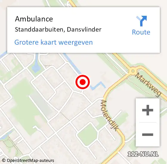 Locatie op kaart van de 112 melding: Ambulance Standdaarbuiten, Dansvlinder op 6 maart 2017 14:17