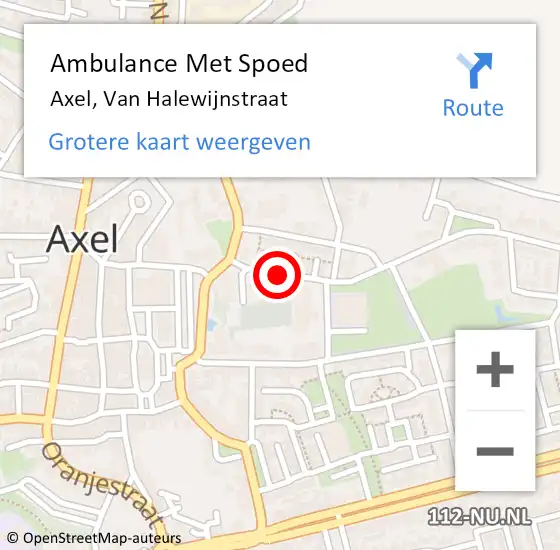 Locatie op kaart van de 112 melding: Ambulance Met Spoed Naar Axel, Van Halewijnstraat op 6 maart 2017 15:46