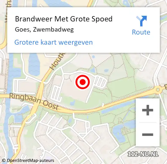 Locatie op kaart van de 112 melding: Brandweer Met Grote Spoed Naar Goes, Zwembadweg op 6 maart 2017 15:57