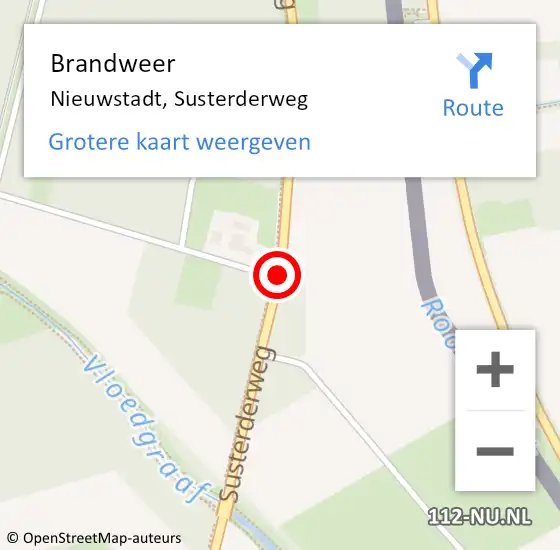 Locatie op kaart van de 112 melding: Brandweer Nieuwstadt, Susterderweg op 6 maart 2017 16:23