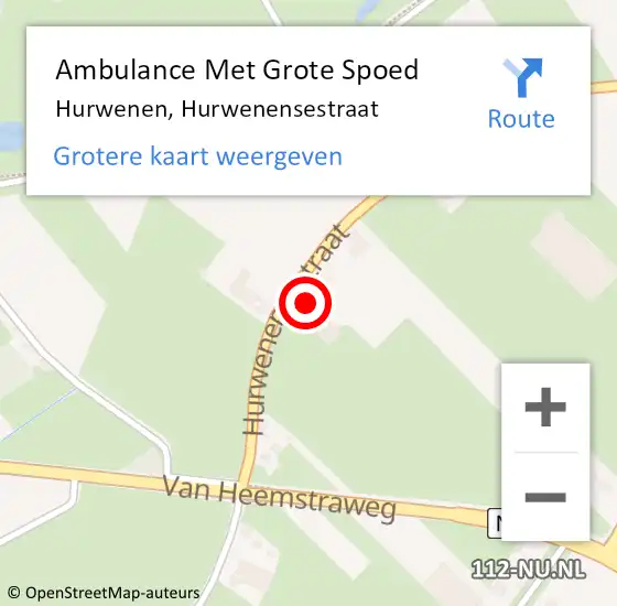 Locatie op kaart van de 112 melding: Ambulance Met Grote Spoed Naar Hurwenen, Hurwenensestraat op 6 maart 2017 16:52