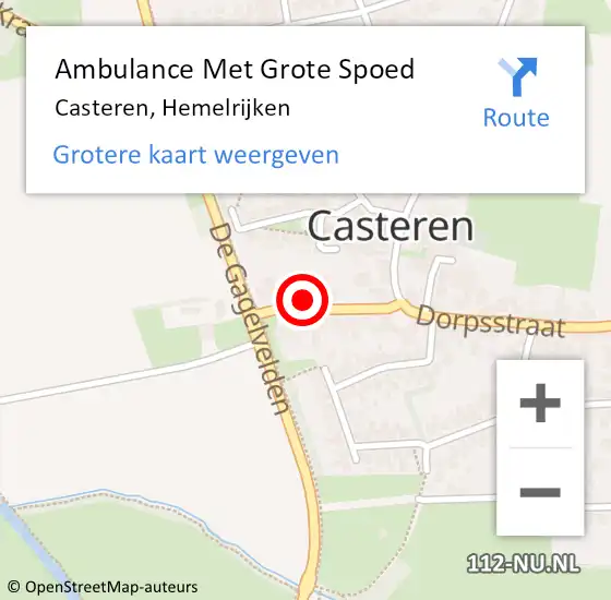 Locatie op kaart van de 112 melding: Ambulance Met Grote Spoed Naar Casteren, Hemelrijken op 6 maart 2017 16:57