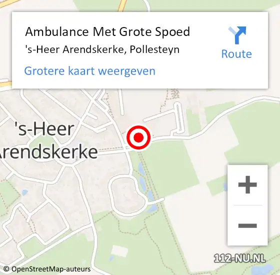 Locatie op kaart van de 112 melding: Ambulance Met Grote Spoed Naar 's-Heer Arendskerke, Pollesteyn op 6 maart 2017 17:52