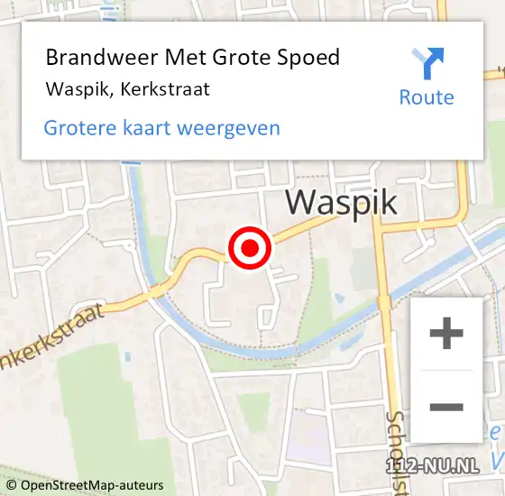 Locatie op kaart van de 112 melding: Brandweer Met Grote Spoed Naar Waspik, Kerkstraat op 6 maart 2017 18:43