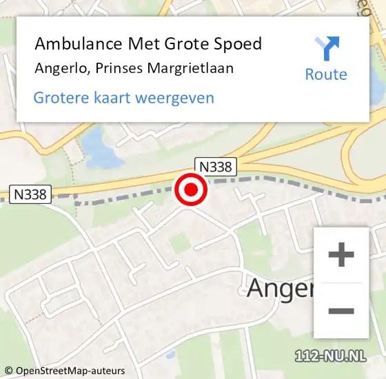 Locatie op kaart van de 112 melding: Ambulance Met Grote Spoed Naar Angerlo, Prinses Margrietlaan op 13 januari 2014 10:22