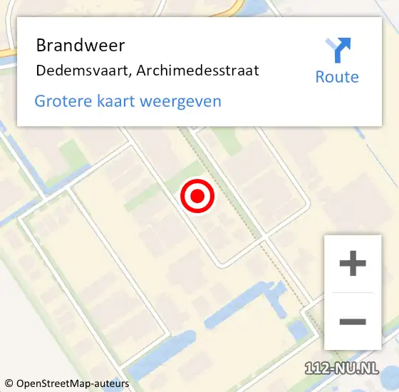 Locatie op kaart van de 112 melding: Brandweer Dedemsvaart, Archimedesstraat op 6 maart 2017 19:36