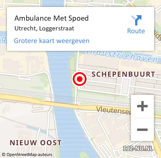 Locatie op kaart van de 112 melding: Ambulance Met Spoed Naar Utrecht, Loggerstraat op 6 maart 2017 19:38