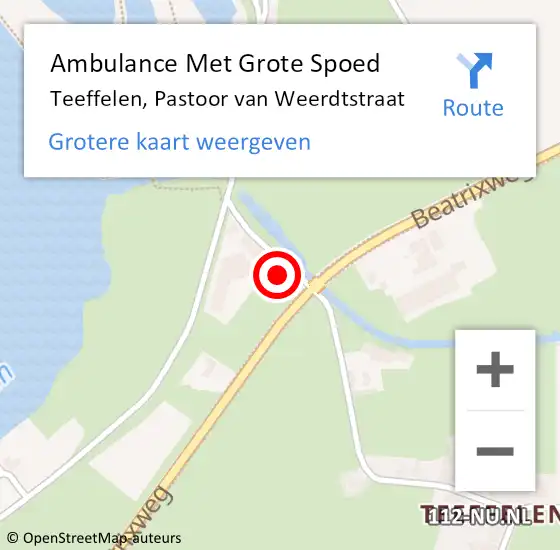 Locatie op kaart van de 112 melding: Ambulance Met Grote Spoed Naar Teeffelen, Pastoor van Weerdtstraat op 6 maart 2017 20:20