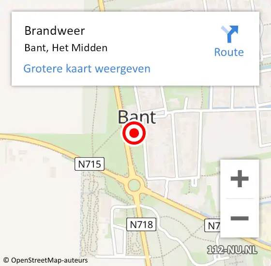 Locatie op kaart van de 112 melding: Brandweer Bant, Het Midden op 13 januari 2014 10:28