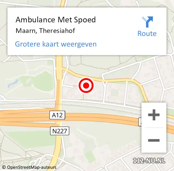 Locatie op kaart van de 112 melding: Ambulance Met Spoed Naar Maarn, Theresiahof op 6 maart 2017 23:20