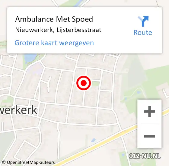 Locatie op kaart van de 112 melding: Ambulance Met Spoed Naar Nieuwerkerk, Lijsterbesstraat op 6 maart 2017 23:36